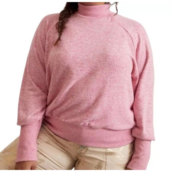 Maeve Anthropologie Laney Pink Mock Cowl Neck Ribbed Long Sleeve Sweater XL - Picture 1 of 11